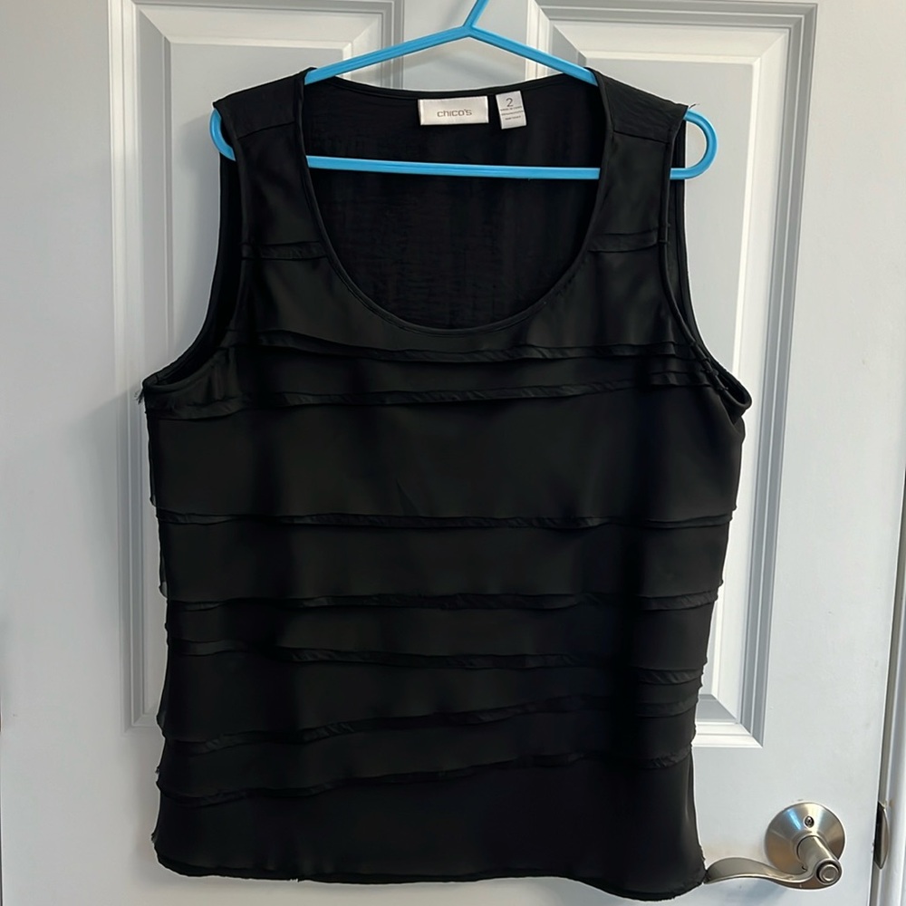 Chico’s size 2 (12-14 large) black sleeves top with layered front
